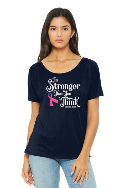 Ladies Pink Cancer Ribbon Slouchy Tee