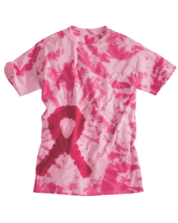 Custom Tie-Dye Pink Ribbon T-Shirt