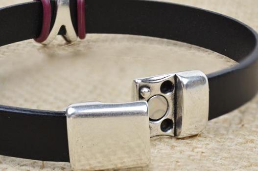 Men's Leather Ribbon Awareness Bracelet