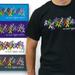 No One Fights Alone® Multicolored Ribbon T-shirt Image