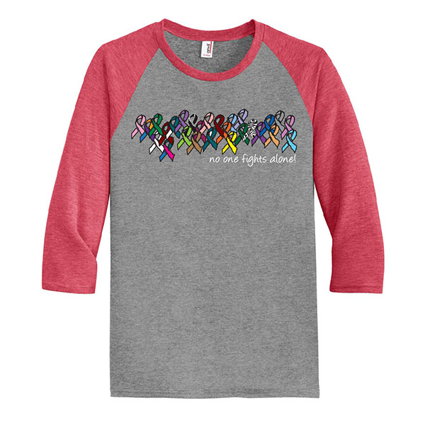 No One Fights Alone® Men's Multicolored Ribbon Performance Raglan Shirt