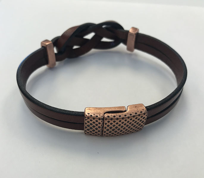 Double Ribbon Leather Cancer Bracelet