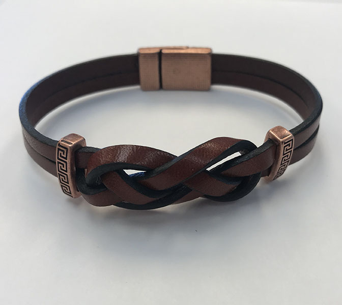 Double Ribbon Leather Cancer Bracelet Brown by Choose Hope