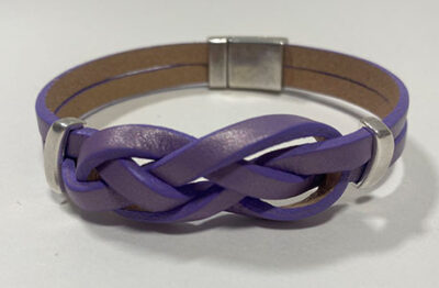 double leather band, ribboned in the middle, purple