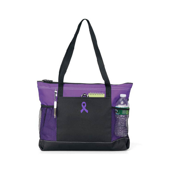 Cancer Awareness Ribbon Zippered Tote