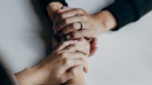 Family members supporting each other through cancer