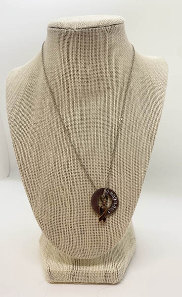 Washer Necklace with Bronze Ribbon