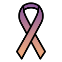 purple fade to peach cancer ribbon