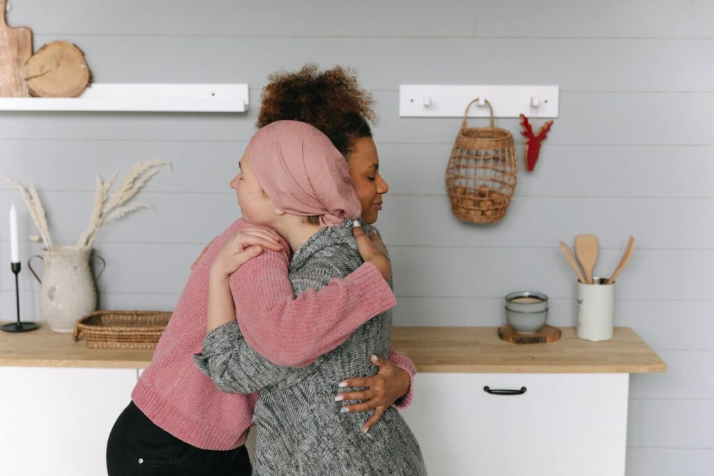 two women hugging