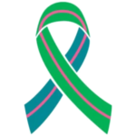 green/teal/pink ribbon patch for metastatic breast cancer