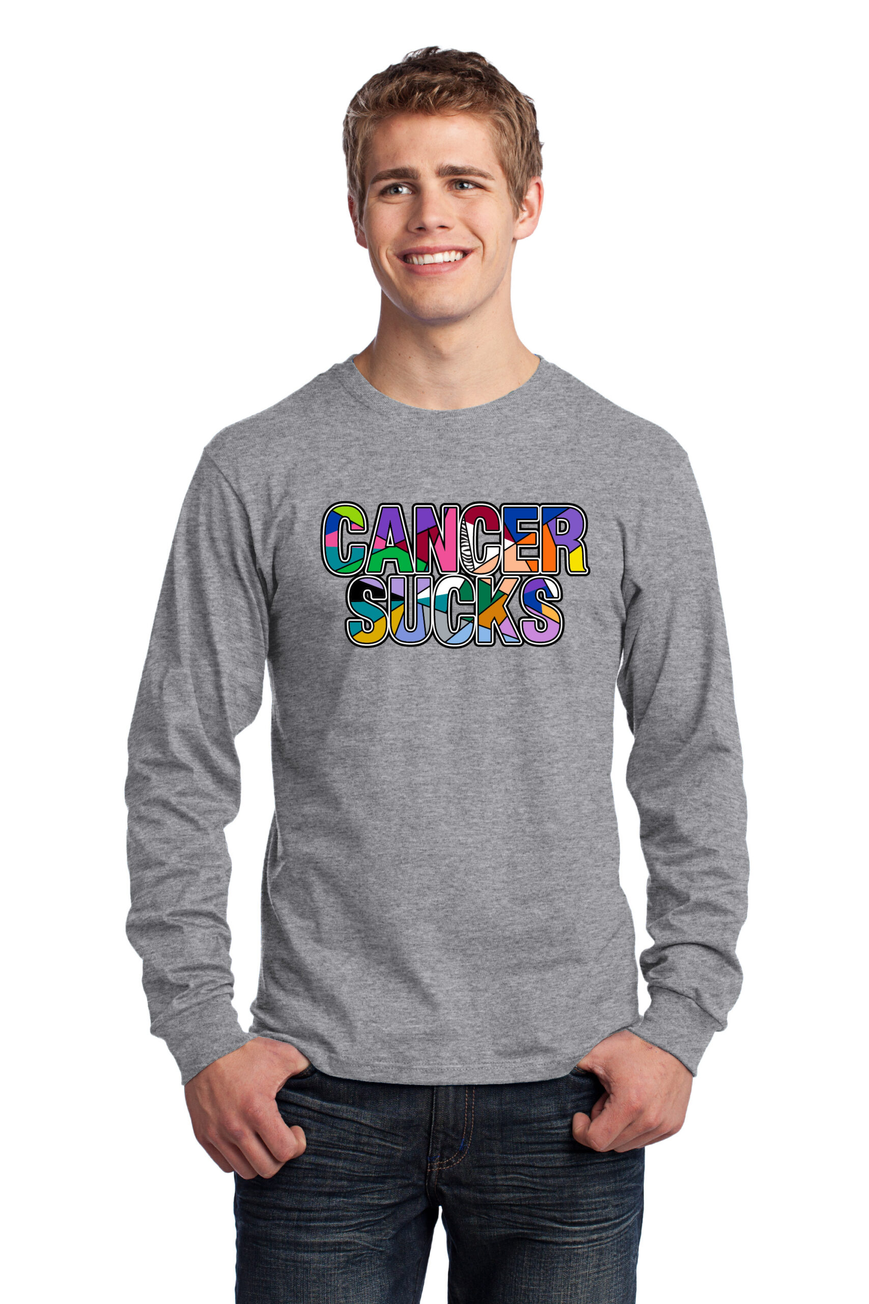 Multicolored Cancer Sucks® Long Sleeve T-shirt