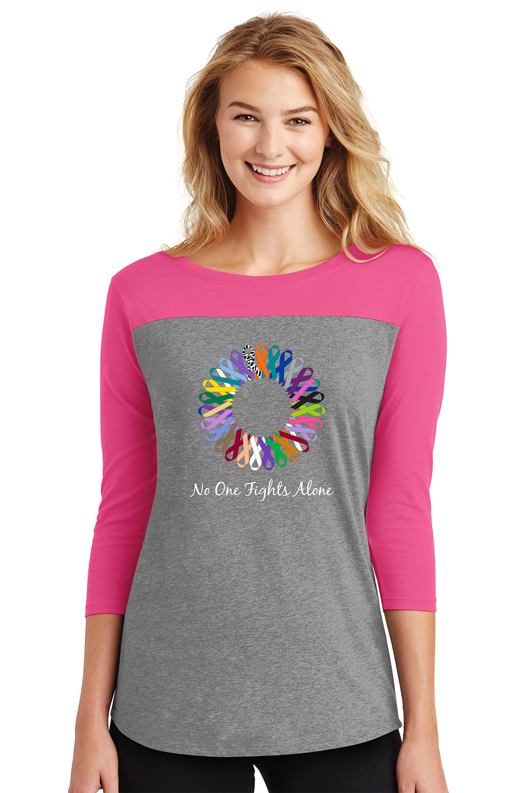 sko Urimelig sneen Circle of Hope Multicolored Ribbon Ladies Rally 3/4-Sleeve T-Shirt - Choose  Hope