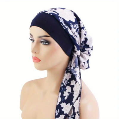 navy blue floral headscarf