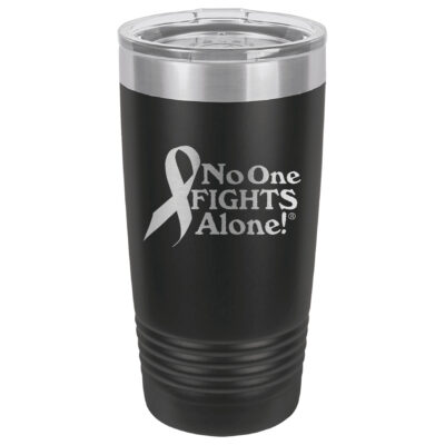20oz. Stainless Steel Black tumbler with laser engraved NOFA ribbon design.