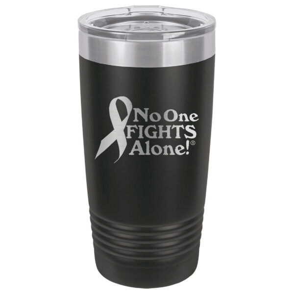 20oz. Stainless Steel Black tumbler with laser engraved NOFA ribbon design.
