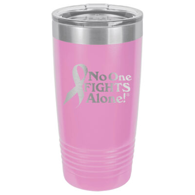 20oz. Stainless Steel Light Purple tumbler with laser engraved NOFA ribbon design.