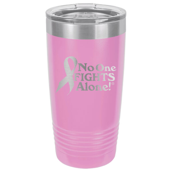 20oz. Stainless Steel Light Purple tumbler with laser engraved NOFA ribbon design.