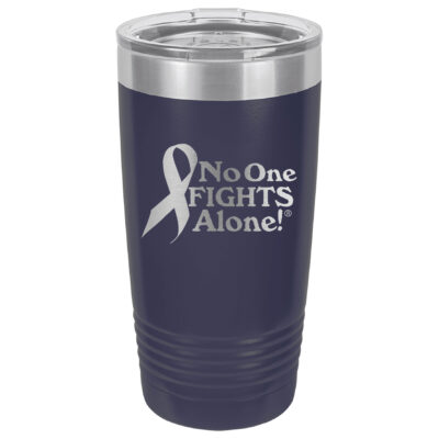 20oz. Stainless Steel Navy tumbler with laser engraved NOFA ribbon design.