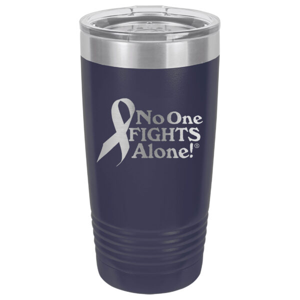 20oz. Stainless Steel Navy tumbler with laser engraved NOFA ribbon design.