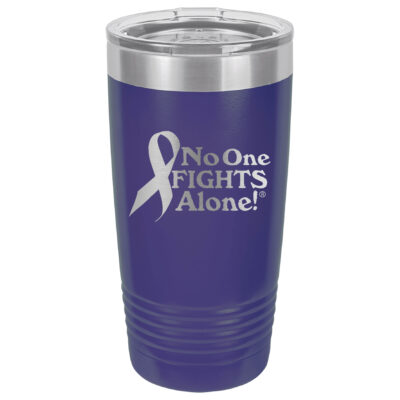 20oz. Stainless Steel Purple tumbler with laser engraved NOFA ribbon design.