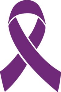 plum-colored ribbon for cancer caregivers