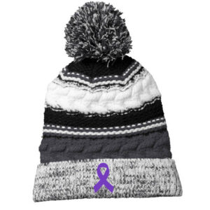 Knit Pom cap with Ribbon