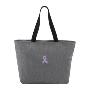 Cancer Awareness Ribbon Zippered Tote Bag