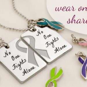 No One Fights Alone® Friendship Necklace w/ Ribbon Charm (Set of 2)