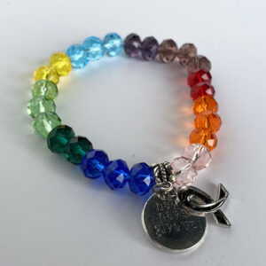 Crystal Bead Multi-Colored Ribbon Bracelet