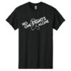 No One Fights Alone® Cancer Research T-Shirt shirt color black with white No One Fights Alone Cancer Awareness ribbon design printed on the t-shirt in white.