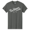No One Fights Alone® Cancer Research T-Shirt shirt color Charcoal with white No One Fights Alone Cancer Awareness ribbon design printed on the t-shirt in white.