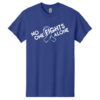 No One Fights Alone® Cancer Research T-Shirt shirt color Cobalt with white No One Fights Alone Cancer Awareness ribbon design printed on the t-shirt in white.