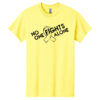 No One Fights Alone® Cancer Research T-Shirt shirt color Cornsilk with white No One Fights Alone Cancer Awareness ribbon design printed on the t-shirt in black.