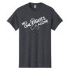 No One Fights Alone® Cancer Research T-Shirt shirt color Dark Heather with white No One Fights Alone Cancer Awareness ribbon design printed on the t-shirt in white.