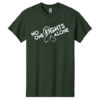 No One Fights Alone® Cancer Research T-Shirt shirt color Forest with white No One Fights Alone Cancer Awareness ribbon design printed on the t-shirt in white.