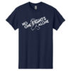 No One Fights Alone® Cancer Research T-Shirt shirt color Navy with white No One Fights Alone Cancer Awareness ribbon design printed on the t-shirt in white.