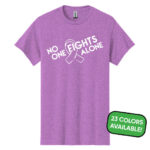 No One Fights Alone® Cancer Research T-Shirt Parent Image showing that we have 23 different t-shirt colors available in this item