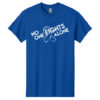 No One Fights Alone® Cancer Research T-Shirt shirt color Royal with white No One Fights Alone Cancer Awareness ribbon design printed on the t-shirt in white.