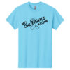 No One Fights Alone® Cancer Research T-Shirt shirt color Sky with white No One Fights Alone Cancer Awareness ribbon design printed on the t-shirt in black.