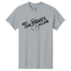 No One Fights Alone® Cancer Research T-Shirt shirt color Sport Grey with white No One Fights Alone Cancer Awareness ribbon design printed on the t-shirt in black.