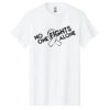 No One Fights Alone® Cancer Research T-Shirt shirt color WHITE with white No One Fights Alone Cancer Awareness ribbon design printed on the t-shirt in black.