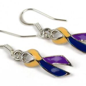 Cancer Awareness Ribbon Enamel Earrings in 32 colors supporting all cancer types