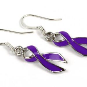 Cancer Awareness Ribbon Enamel Earrings in 32 colors supporting all cancer types