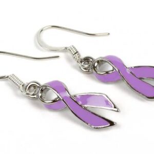 Cancer Awareness Ribbon Enamel Earrings in 32 colors supporting all cancer types