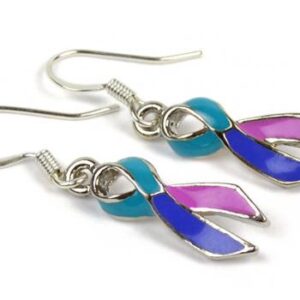 Cancer Awareness Ribbon Enamel Earrings in 32 colors supporting all cancer types