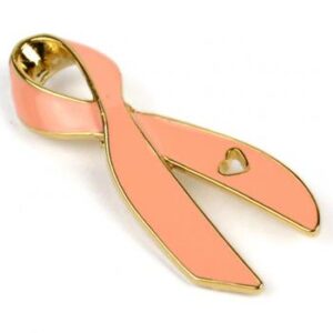 Cancer Awareness Ribbon Enamel Pin Box of 50 packaged in a box with full color label listing the cancer awareness ribbon colors and cancer types that they represent.