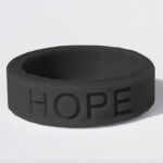 Silicone HOPE ring in Black color with the word "HOPE" debossed on the ring.