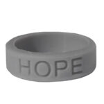 Silicone HOPE ring in Grey color with the word "HOPE" debossed on the ring.