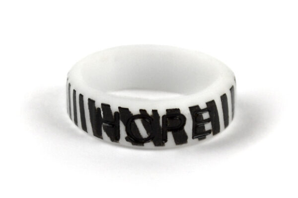 Silicone HOPE ring in Zebra striped pattern with the word "HOPE" debossed on the ring.
