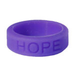 Silicone HOPE ring in Purple color with the word "HOPE" debossed on the ring.